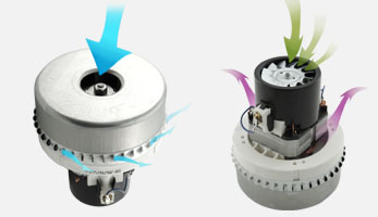 Двигатель к пылесосу THOMAS и схема байпасного охлаждения для длительной работы без перегрева