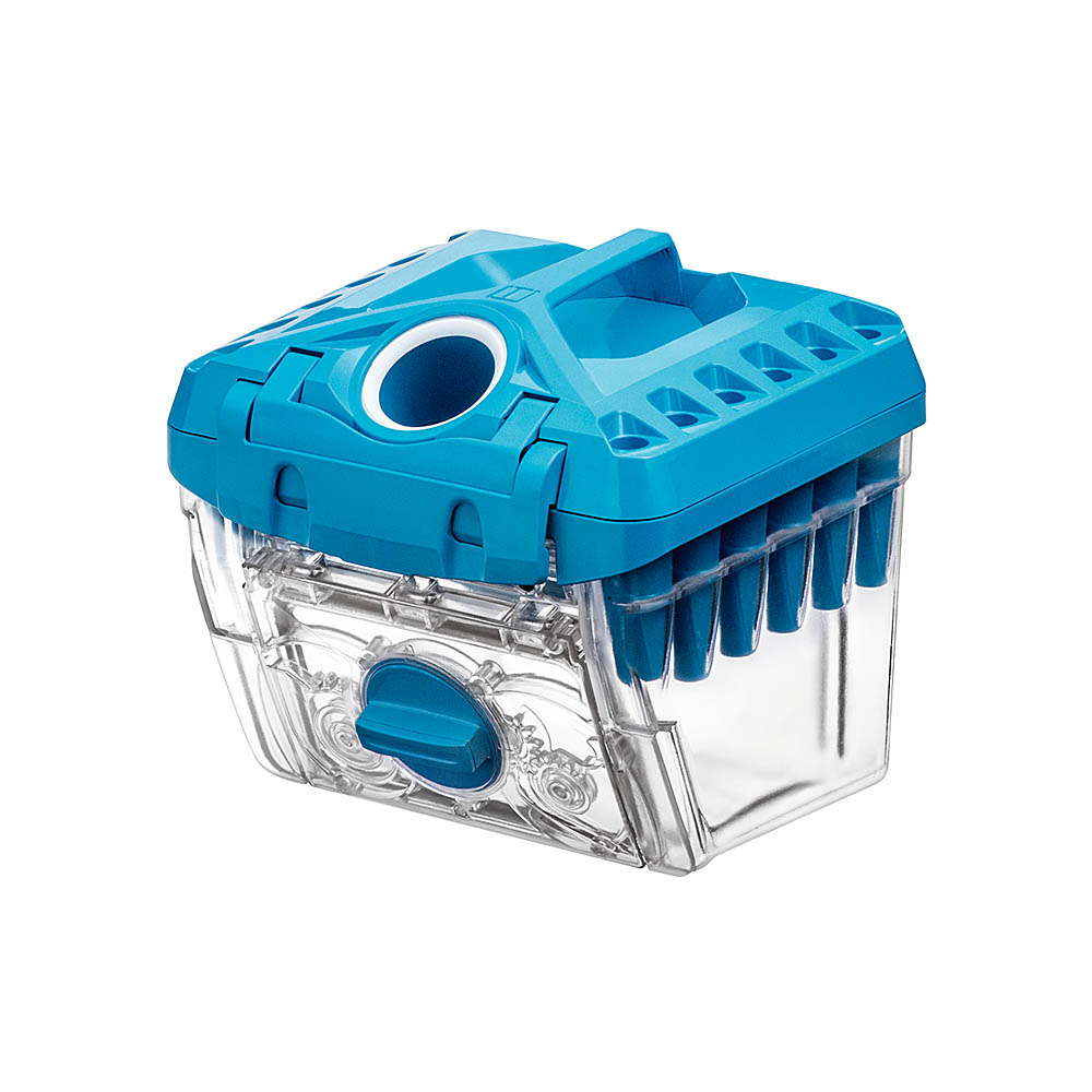 DryBOX голубого цвета - система циклонной фильтрации с технологией фракционного разделения пыли для гигиеничной уборки