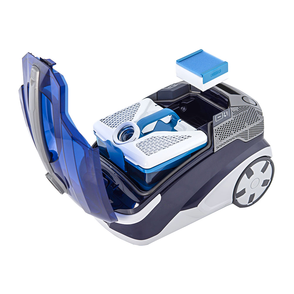 Пылесос Twin XT с открытой крышкой, установка водяного фильтра AquaBOX, фильтров HEPA 13 и моторозащитного 