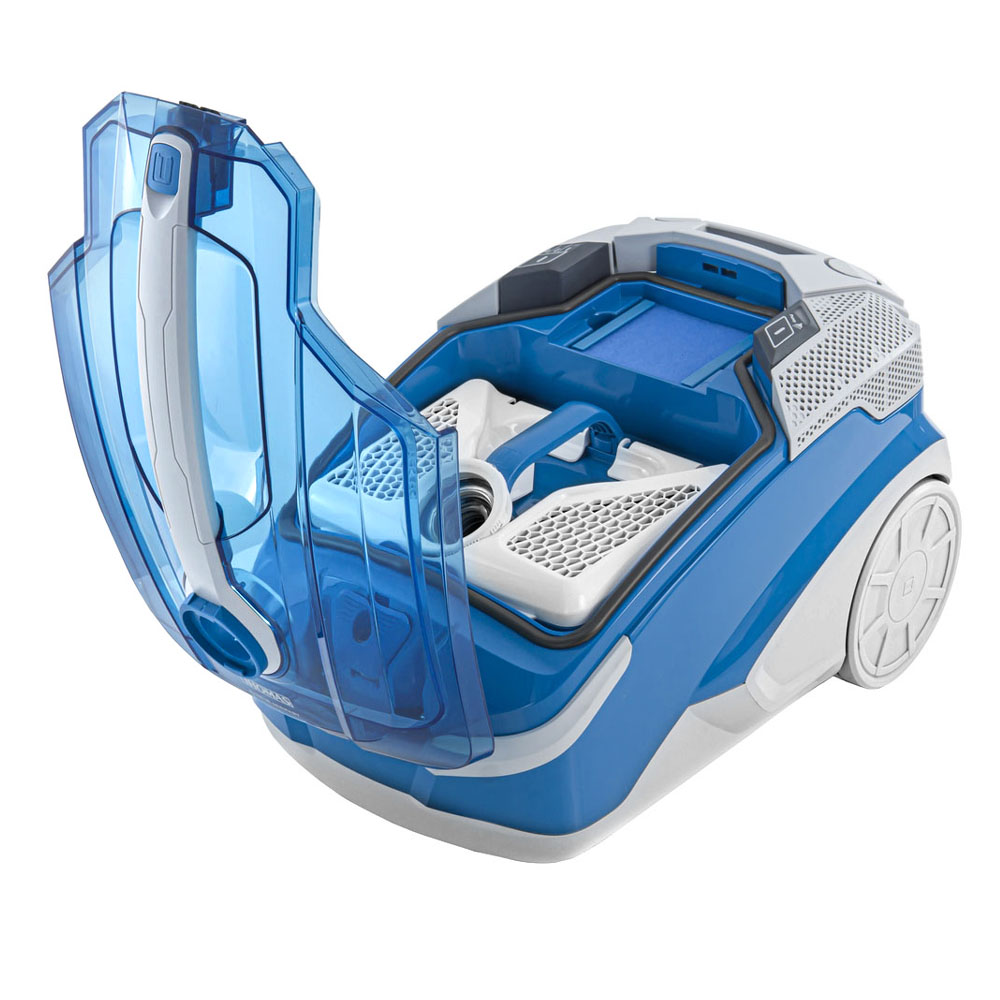 THOMAS Sky XT vacuum cleaner with an open lid, AquaBOX water filter and motor protection filter