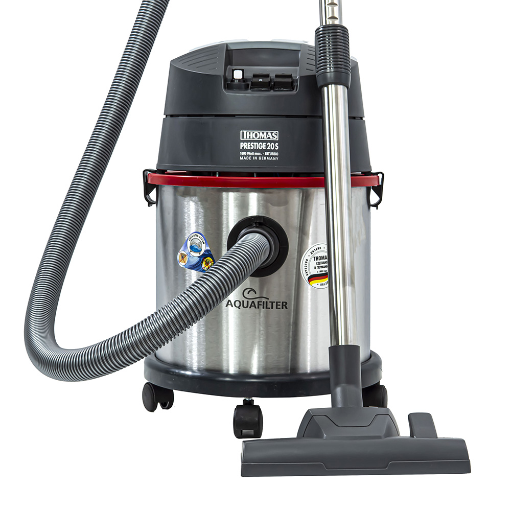 THOMAS Prestige 20S Aquafilter с подключенным шлангом и насадкой для тщательной уборки ковров и твердого пола