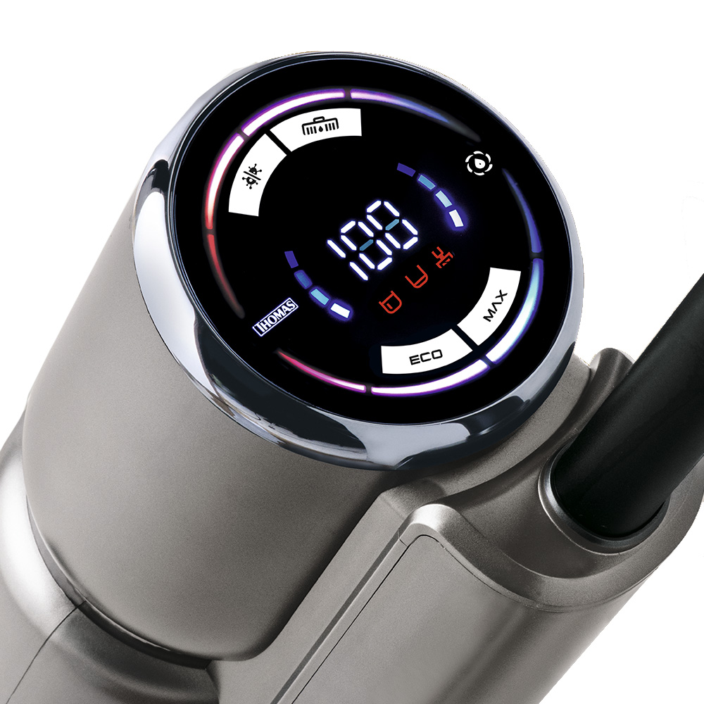 AquaFloorCleaner Cordless, умный светодиодный дисплей для индикации состояния батареи, валика для чистки и резервуаров для воды