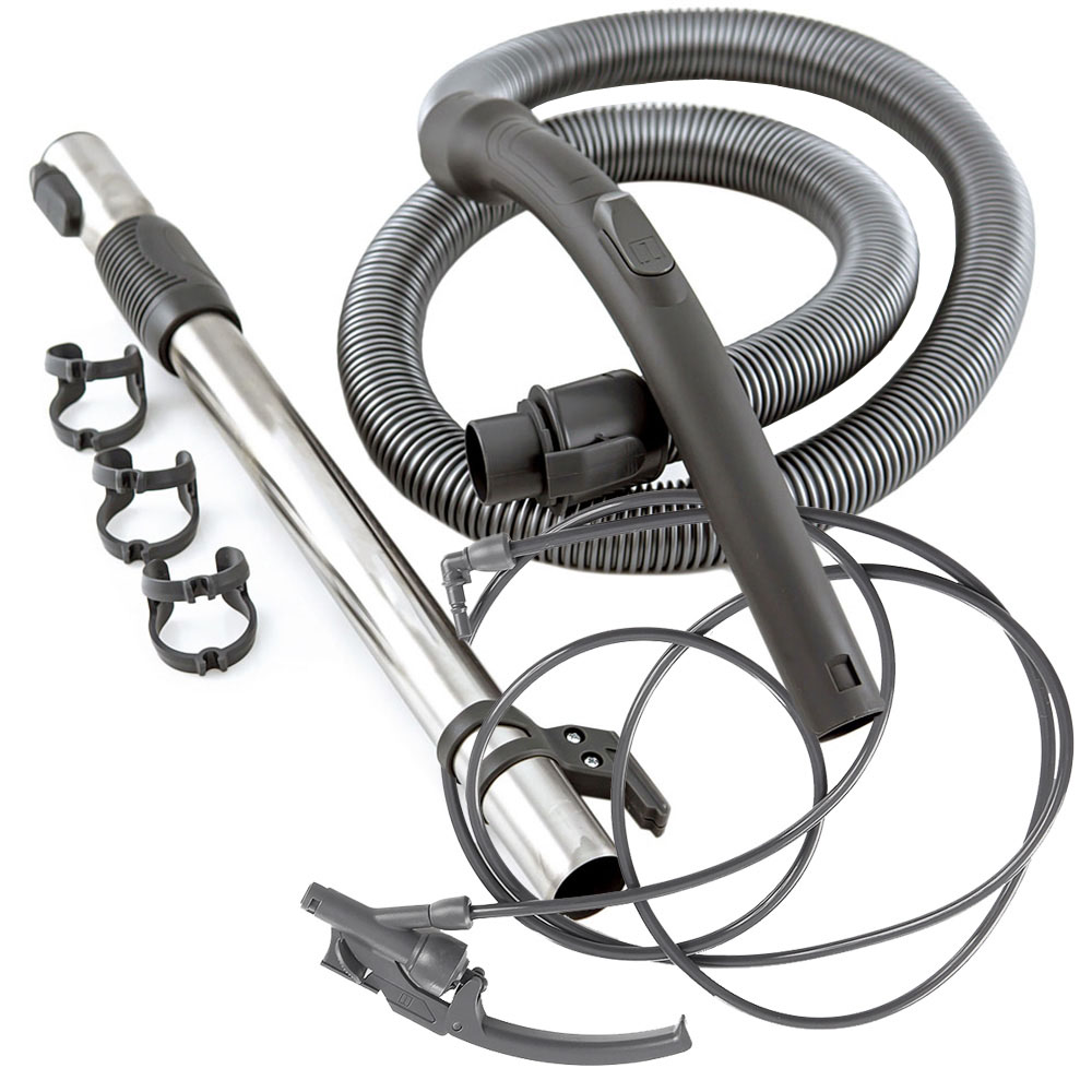 Серый гибкий шланг, телескопическая труба из нержавеющей стали, серый запорный кран с трубкой подачи воды, клипсы для крепления